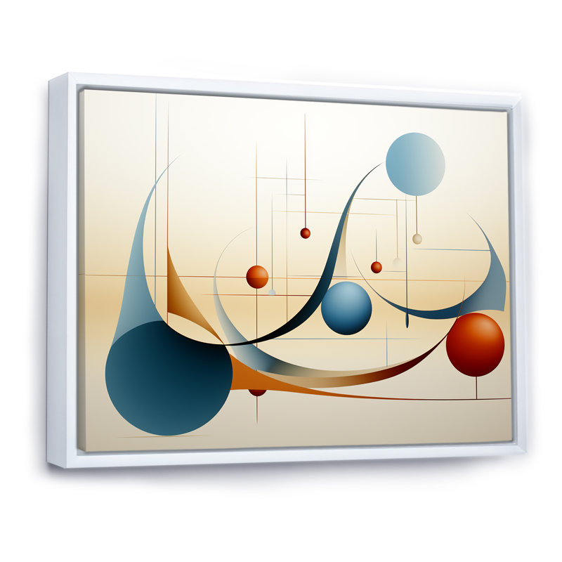 «Tender Awakening In Retro Blue», reproduction d'art sur toile géométrique moderne, Cadre flottant blanc