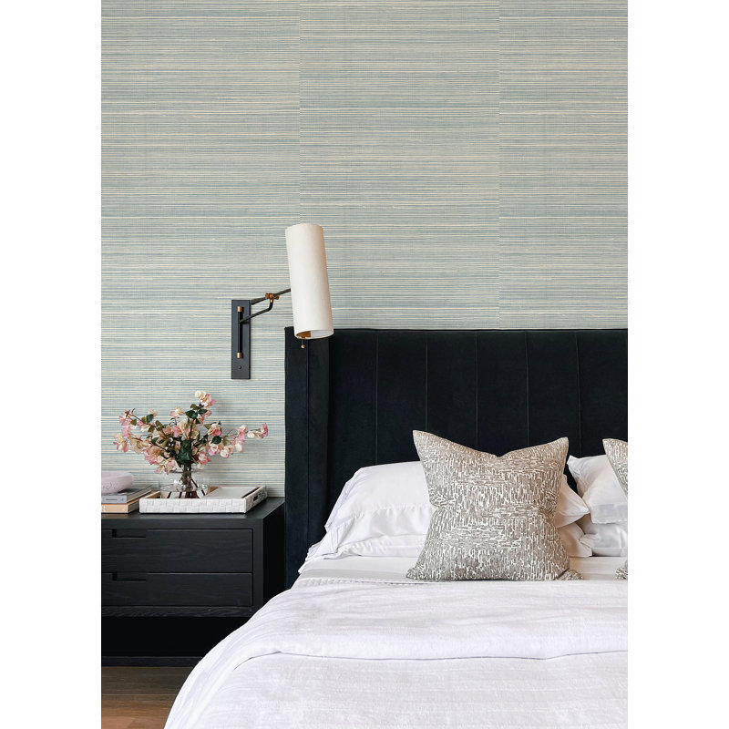 Papier peint en sisal Kenter, Turquoise