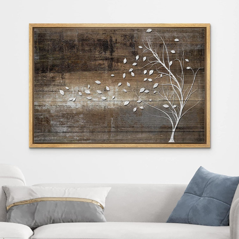 Natural Wood Framed Geometric Tree Canvas Print, 24" x 36"