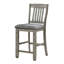 Transitional Style 2Pc Counter Height Chair Fabric Upholstered Seat Wire Brushed Slat Back