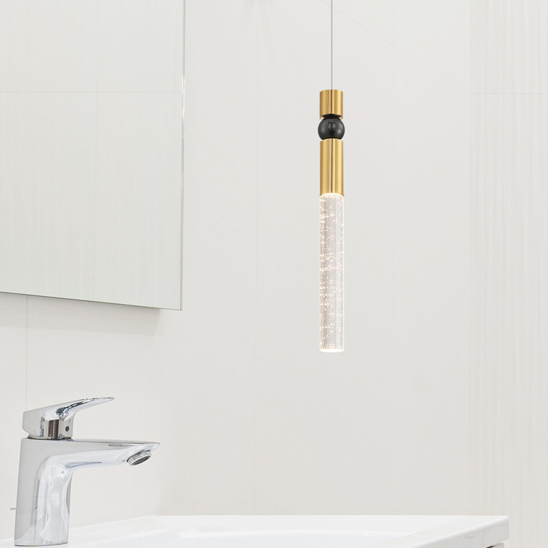 Mini-luminaire suspendu en cristal 1 lumière Lykan, Gold