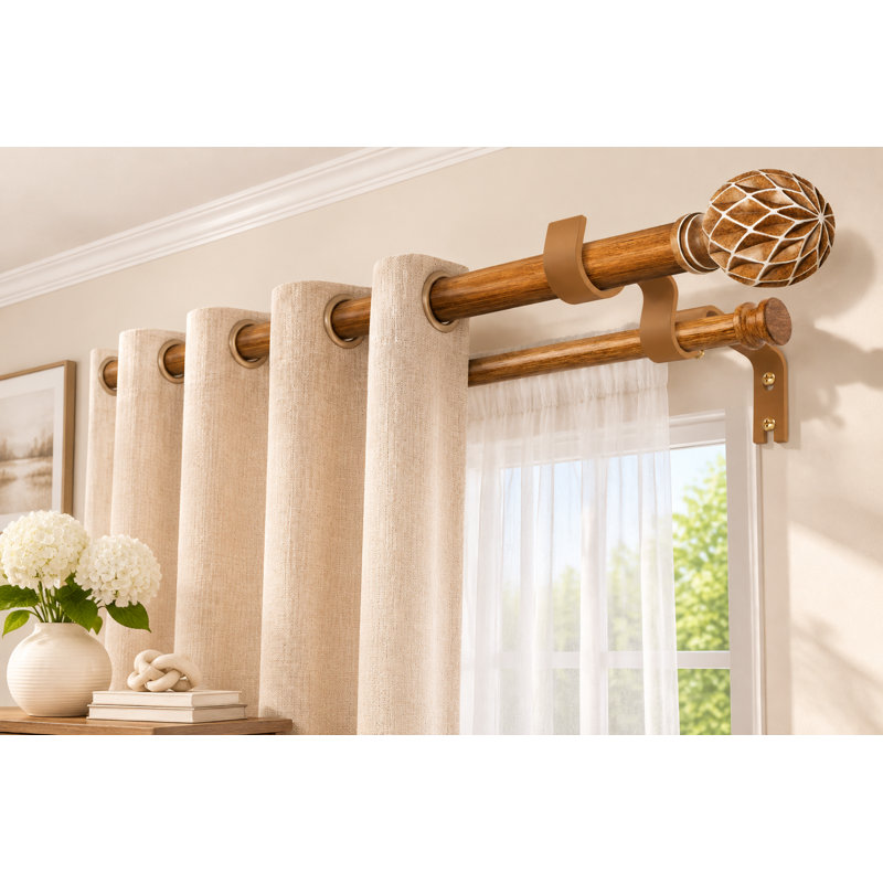 Wood Double Curtain Rod