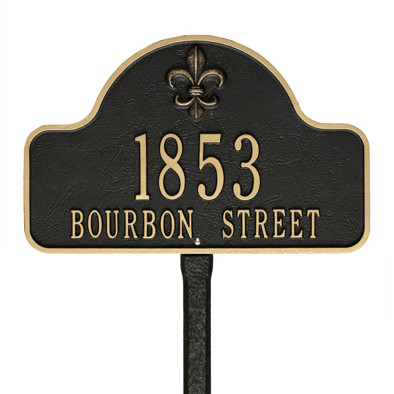 Fleur de Lis Address Plaque, Black / Gold, Yes