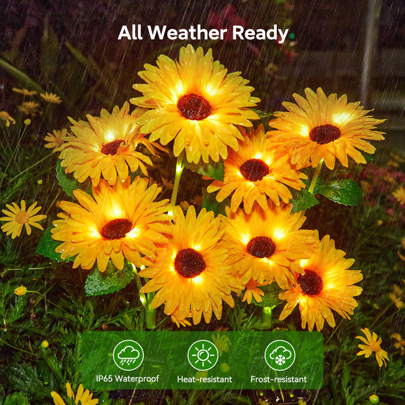 Colorful Solar Daisy Flower Garden Lights, 4 Pack