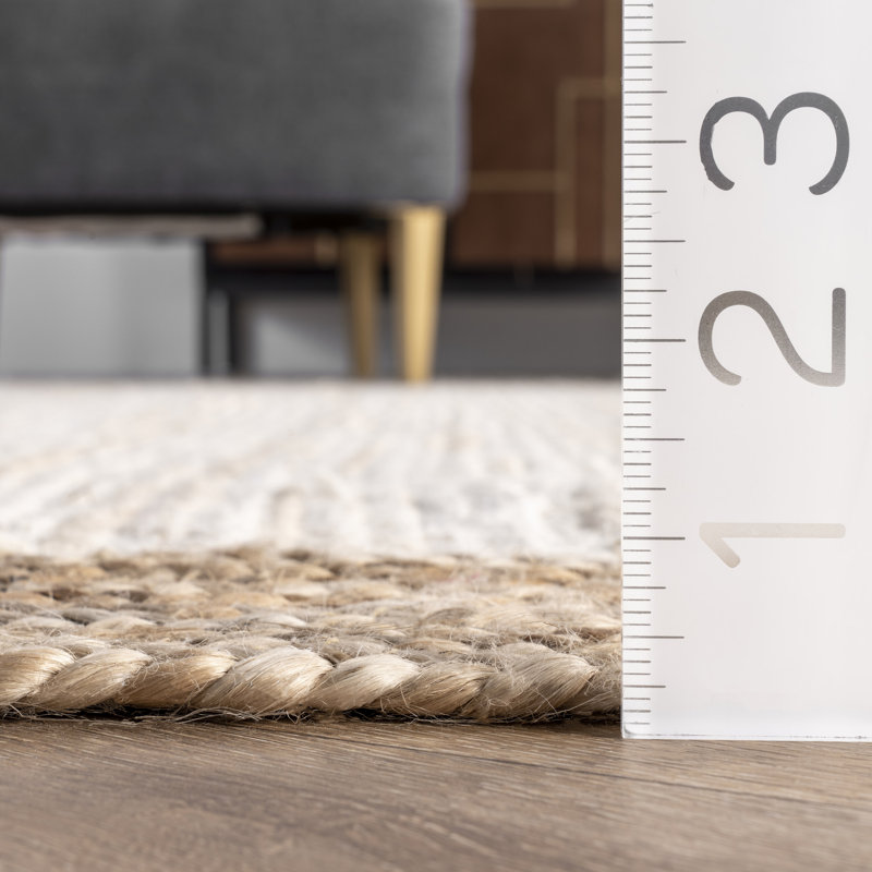 Palermo Casual Bordered Power Loom Jute Off White Rug, Rectangle 2' x 3'