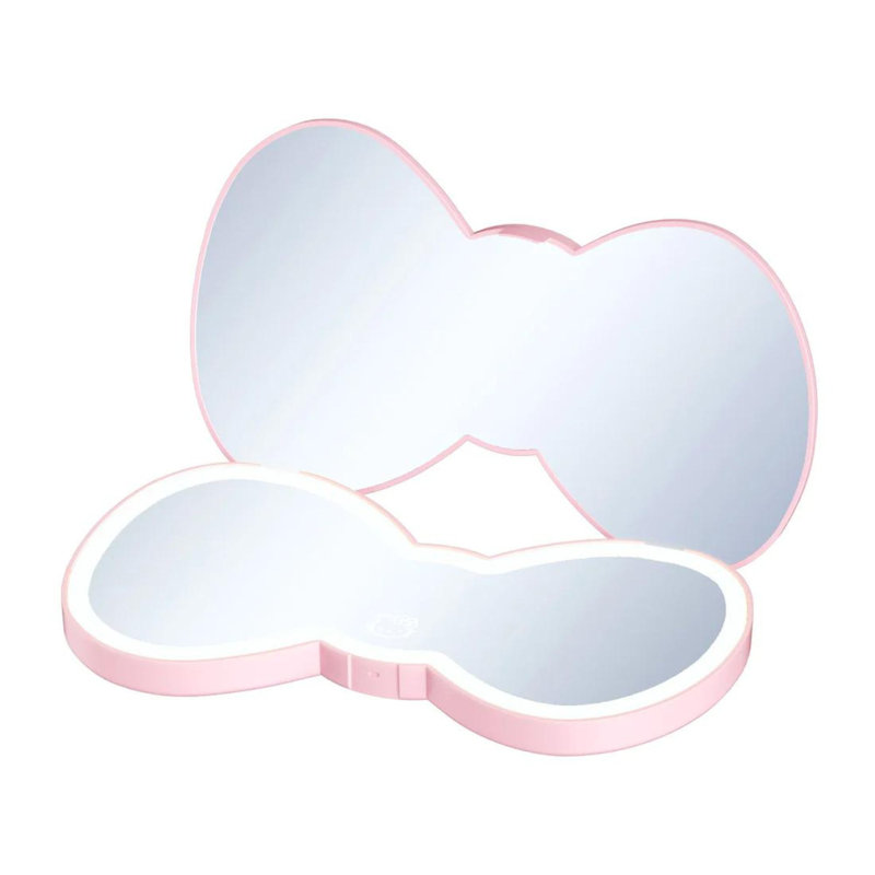Hello Kitty Bow LED Compact Mirror with Soft Touch Button, Double Sided Cute Travel Makeup Mirror