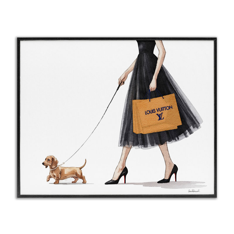Giclée encadrée par un chien à la mode, design par Amanda Greenwood, H 16 po x l 20 po, Giclée noire de minuit encadrée