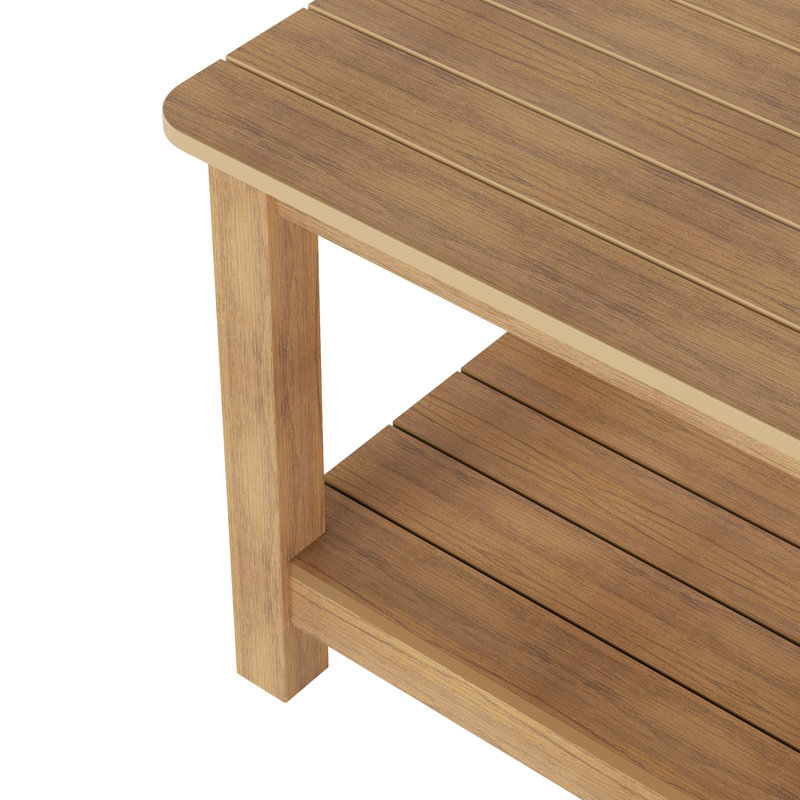 Arrlo Outdoor All-Weather Poly Side Table, Teak