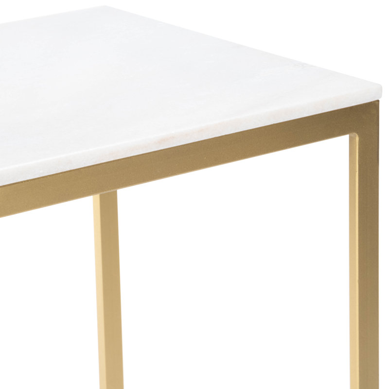 Lawler Marble C- Side Table, White Top/Gold Base