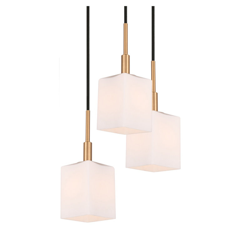 Luminaire suspendu rectangulaire 5 lumières grappe Thiede