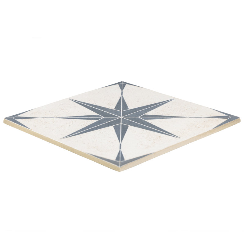 8.86" x 8.86" Porcelain Patterned Wall & Floor Tile, Blue
