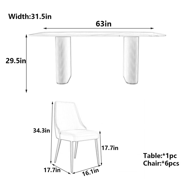 Table de salle à manger Creamy Rock, H 29,5 po x L 63 po x l 31,5 po