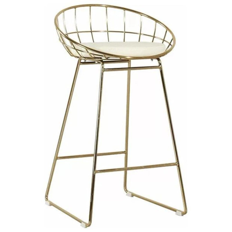 Tabouret de comptoir Luther, Blanc, Doré