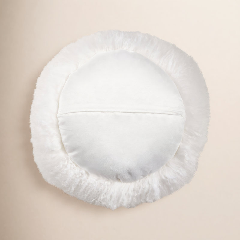 Mongolian Lamb Pillows Throw Pillow, 13"H x 13"W, Ivory