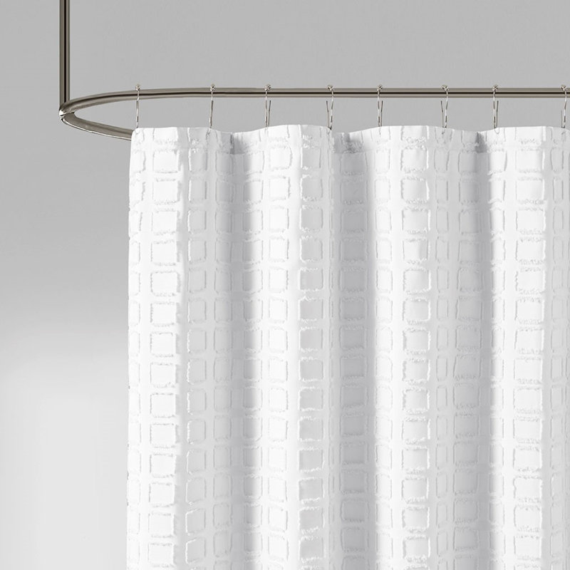 Douche de salle de bain Metro, rideaux en tissu de salle de bain Mid-Century, Blanc