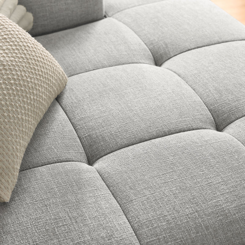 Liana Upholstered Fabric Modular Sofa With Chaise, Pewter Fabric, Right Facing Hand