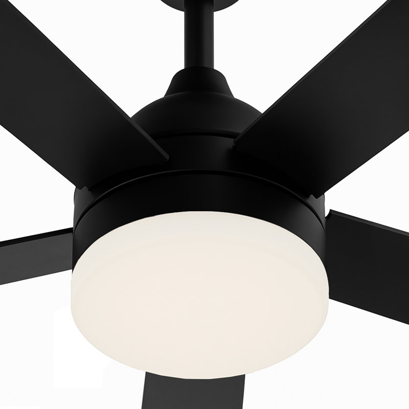 Maddox - Ventilateur de plafond à DEL 5 pales 52 po - Finition noire, Noir, Noir