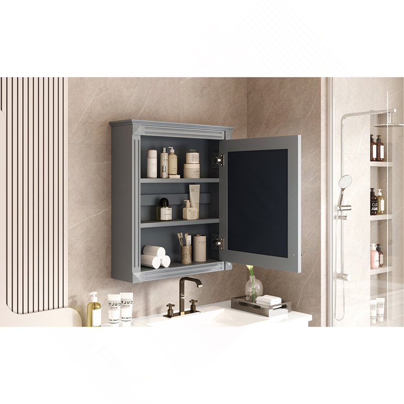 Armoire de rangement de salle de bain murale 24 po x 27 po avec miroir, armoire à pharmacie avec tablette réglable en hauteur, armoire de rangement au-dessus de la toilette