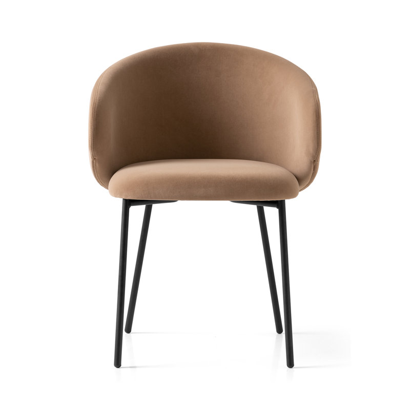 Tuka Upholstered Armchair with Metal Frame, Camel Brown, Matte Black