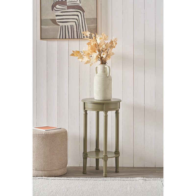 Abree Solid Wood End Table, Olive Green