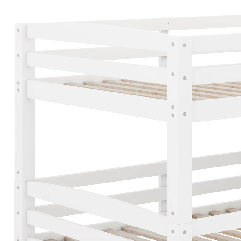 Lit superposé triple double avec escalier de rangement et garde-corps pleine longueur, lit séparé en 1, support à lattes pour les adultes