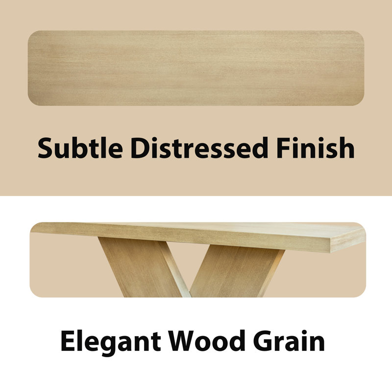 Console de style moderne à 66 pieds en X avec placage en bois massif, table de couloir d'entrée robuste pour les petits espaces, table de chevet étroite de style Mid-Century avec design géométrique et plateau large