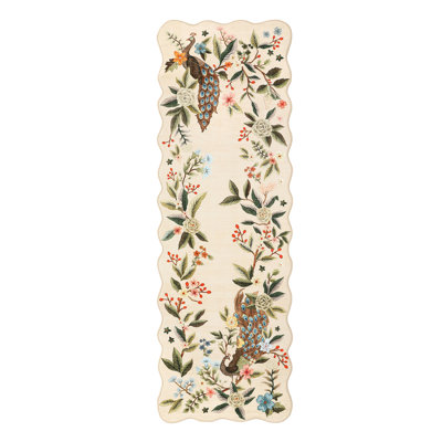 Tapis festonné 2 x 6 tapis de cuisine lavable paon floral antidérapant couloir ultra tapis de ferme pour enfants chambre à coucher buanderie salle de bain botanique tapis de sol beige