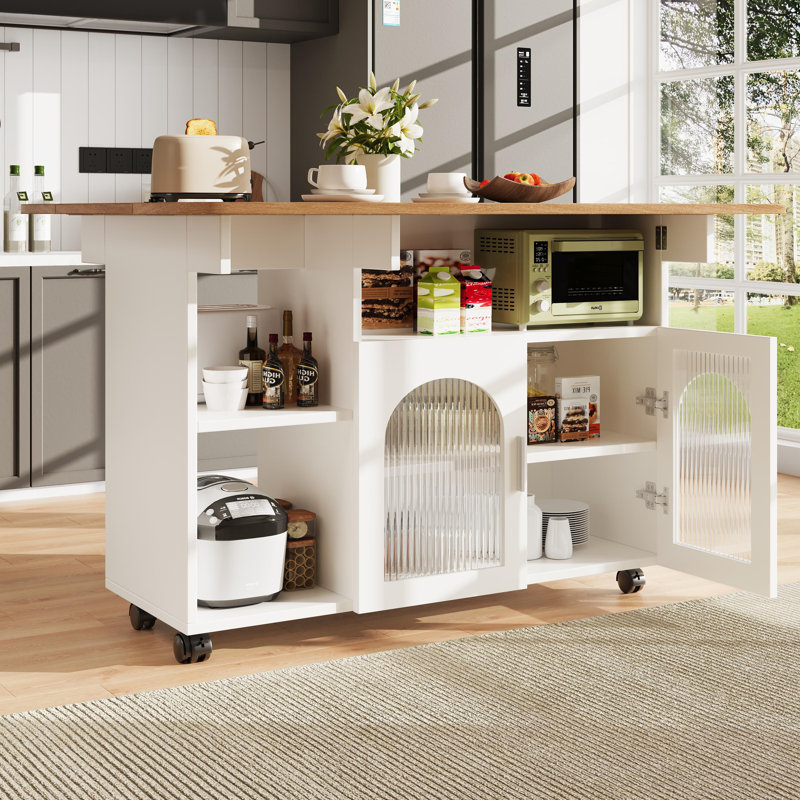 Wood Kitchen Island, White