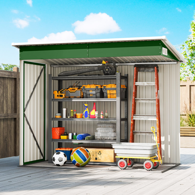 Outsunny 7.5 x 4.3ft Metal Garden Storage Shed Waterproof Vents, Green
