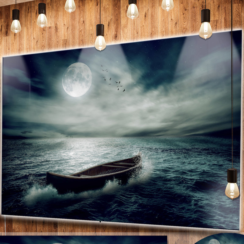 «Boat Drifting Away After Storm», impression, H 12 po x l 28 po x P 1 po, Métal