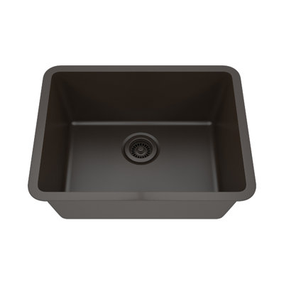 Lexicon Platinum 23" x 18" Single Bowl Quartz Kitchen Sink, Drop-In or Undermount, Granite Composite