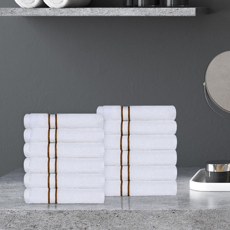 Hotel Turkish Cotton 12-Piece Face Towel Set, Ultra-Plush & Luxury Weight, Toast
