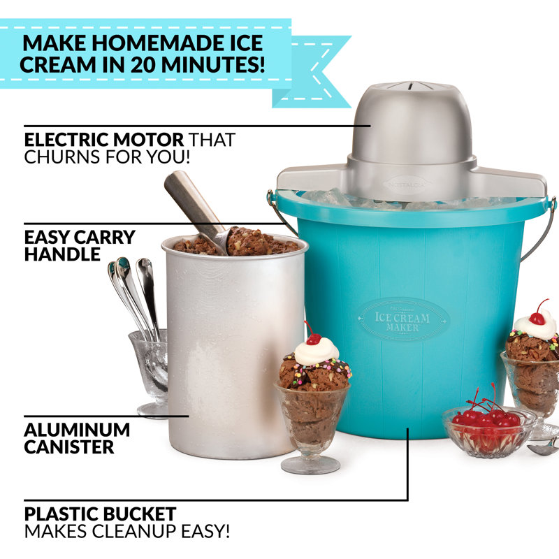 Nostalgia 4-Quart Blue Plastic Electric Ice Cream Maker