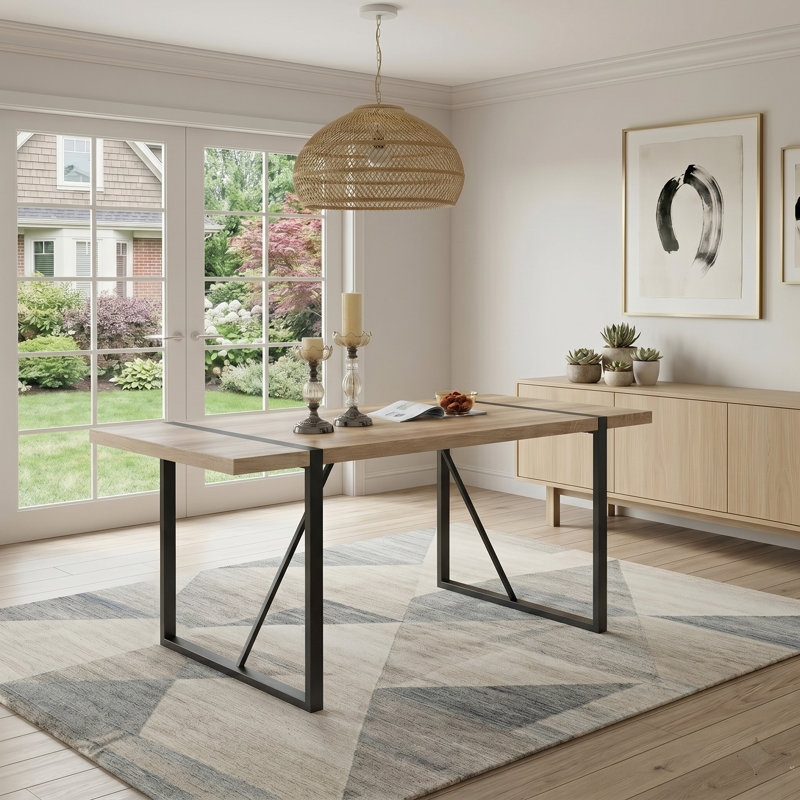 Table de salle à manger contemporaine en bois manufacturé pour 4 à 6 personnes, Noir