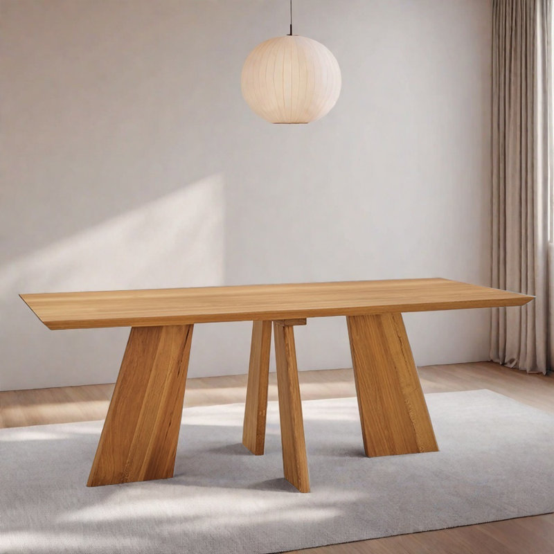 Table de salle à manger moderne et simple en bois massif, H 29,5 po x L 86,6 po x l 35,4 po