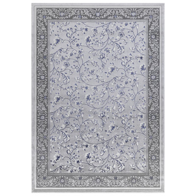 Marco Blue Traditional Floral Area Rug – Luxury Living Room, Bedroom & Hallway Carpet – Classic Oriental Pattern Floor Mat
