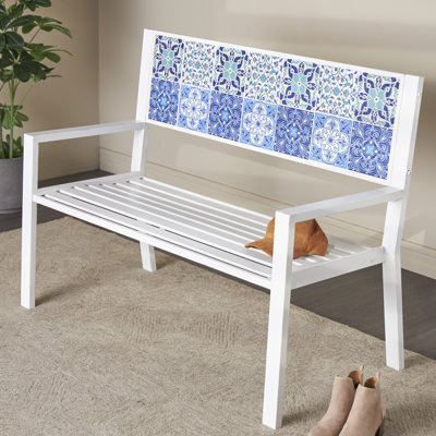 Ciresica Mosaic Floral and Scroll Garden Bench by Dakota Fields