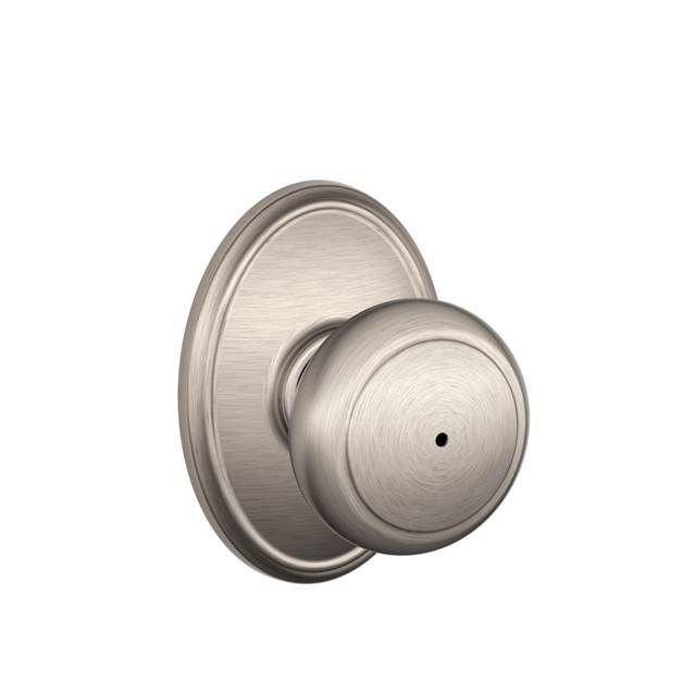 Andover Keyed Door Knob with Wakefield Rosette, Satin Chrome, Keyed Alike, Yes