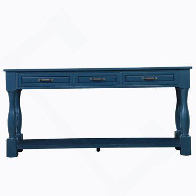 63Inch Long Wood Console Table With 3 Drawers And 1 Bottom Shelf For Entryway Hallway