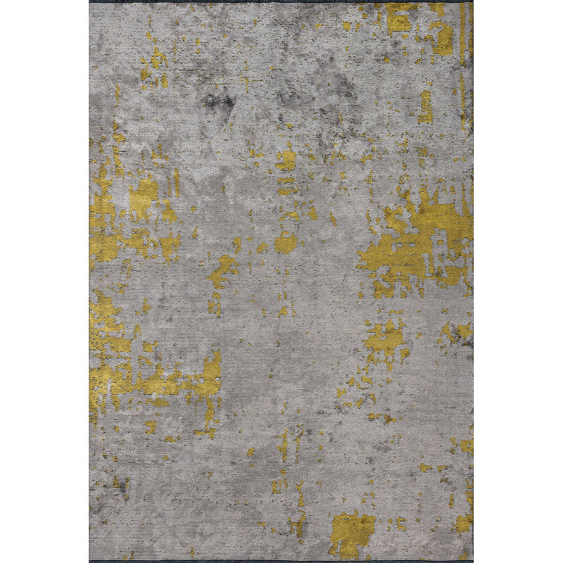Rapture Gray/Yellow Abstract Luxury Area Rug, Rectangle 7'10" x 11'2"