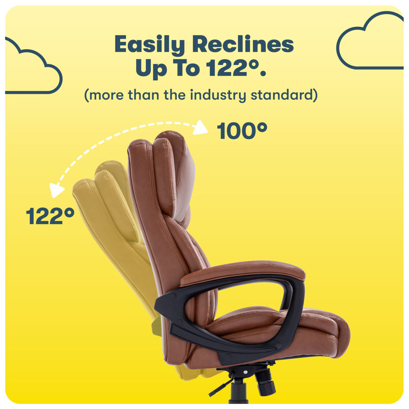 Cognac Bonded Leather Ergonomic Executive Office Chair