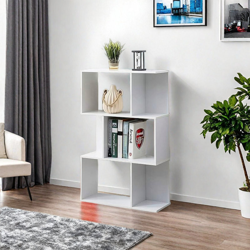 White Three-Layer Simple Household Bookshelf