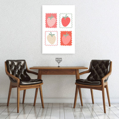 «Berry Stamp Quartet Colorful Modern Retro Fruit», art mural