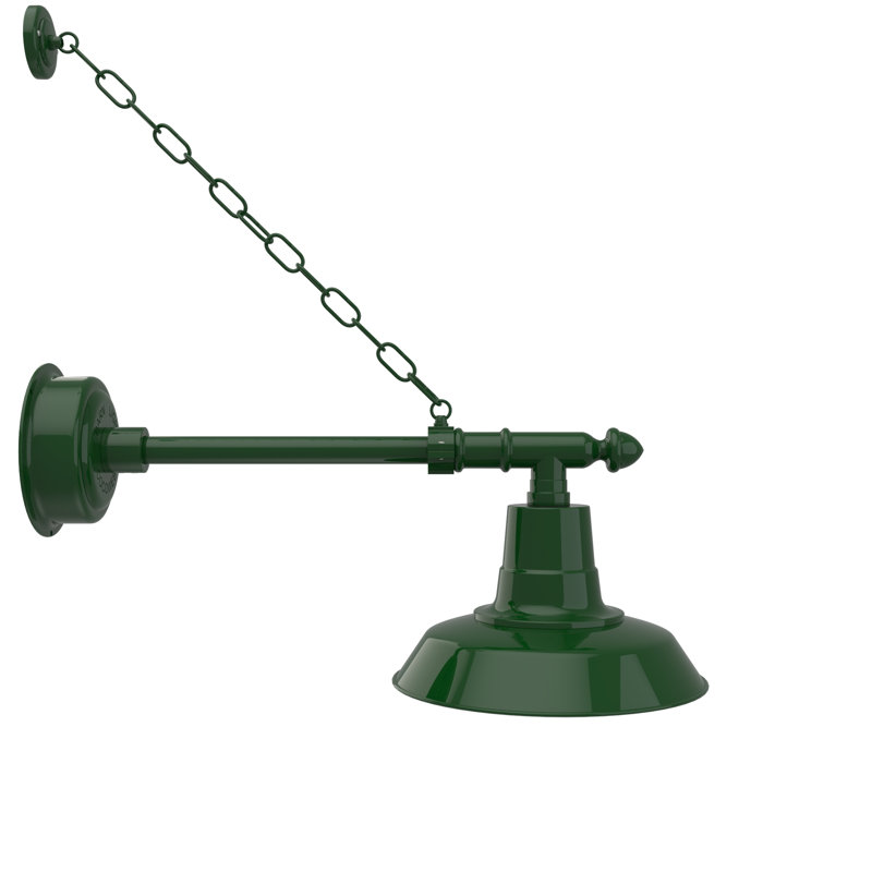 Luminaire de grange d'extérieur Oldage, H 10 po x l 12 po x P 27 po, Vert rétro