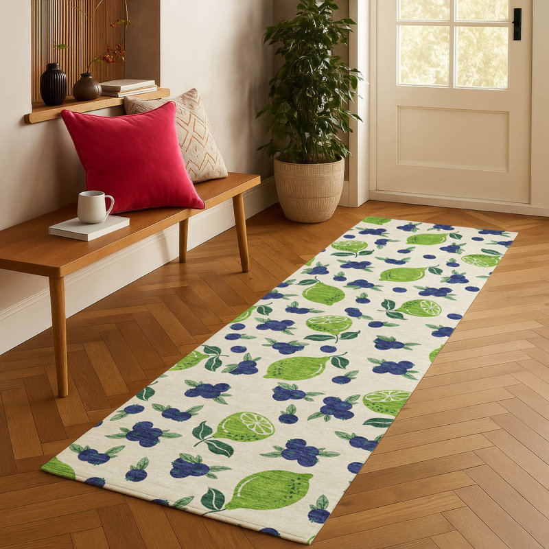 Machine Washable Indoor/Outdoor Adalaide ACN2354 Fruits Rug, Runner 2'3" x 7'6"