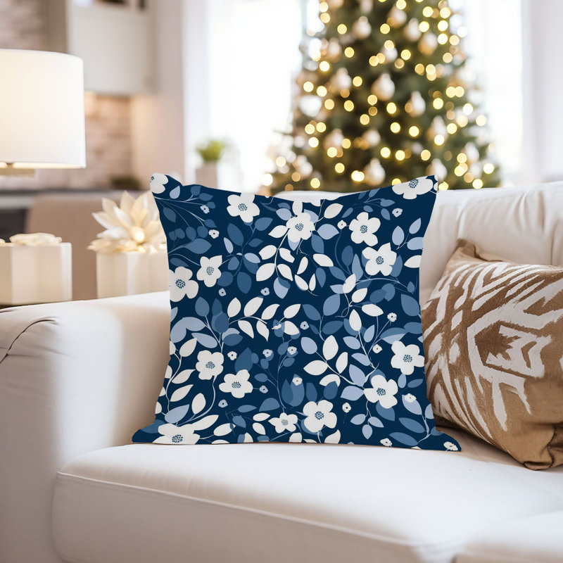 Botanical Blue Flowers Floral Pattern XII, 20"H x 20"W