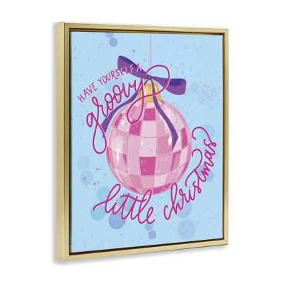 «Groovy Little Christmas Bauble», art mural encadré sur toile flottante, design par Rachel Nieman