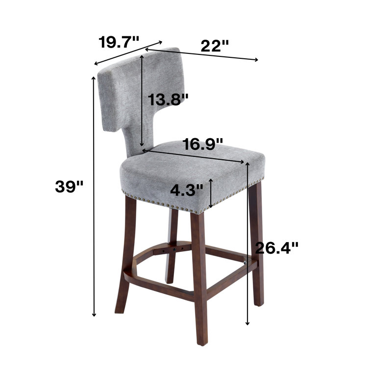 Ensemble de 2 tabourets de bar Mid-Century, Gris