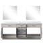 Ensemble de meuble-lavabo double 84 po Marble Large, 22 profonds avec 34 miroirs et fonctionnalité de fermeture douce en chêne, surface, ouverture