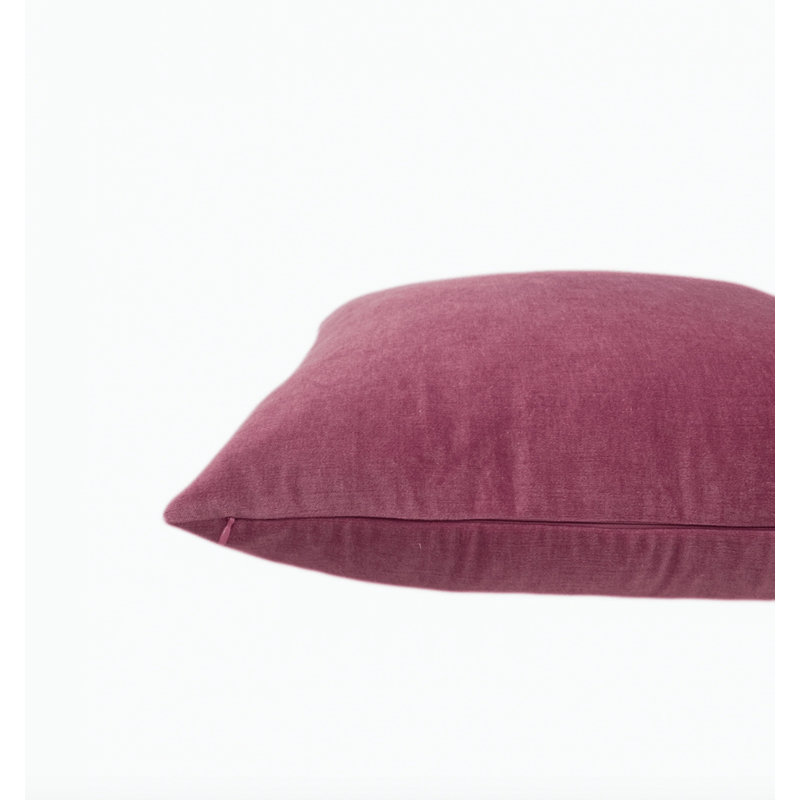 Housse de coussin en velours uni, Rose, H 20 po x l 20 po